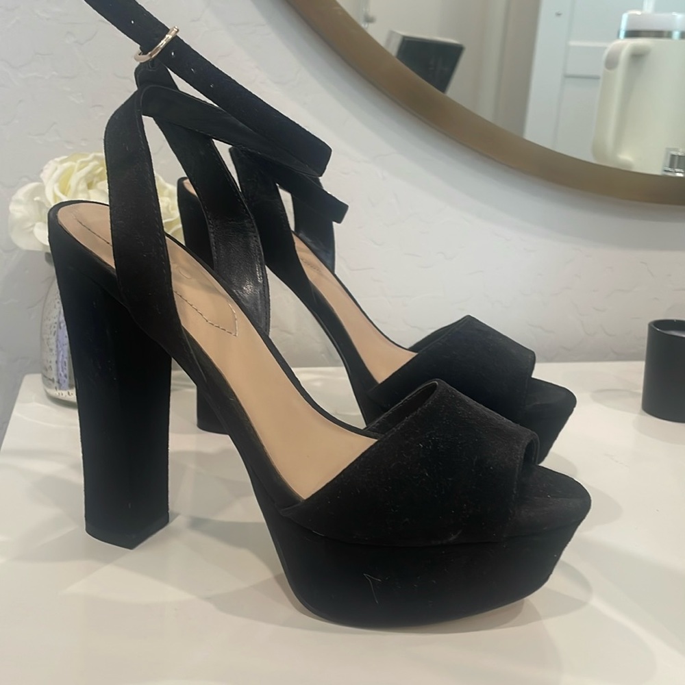Aldo black suede platform heels, size 6.5. Worn once, in great condition